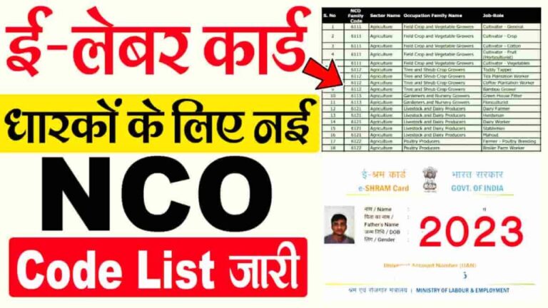 E Shram Card Code List 2023